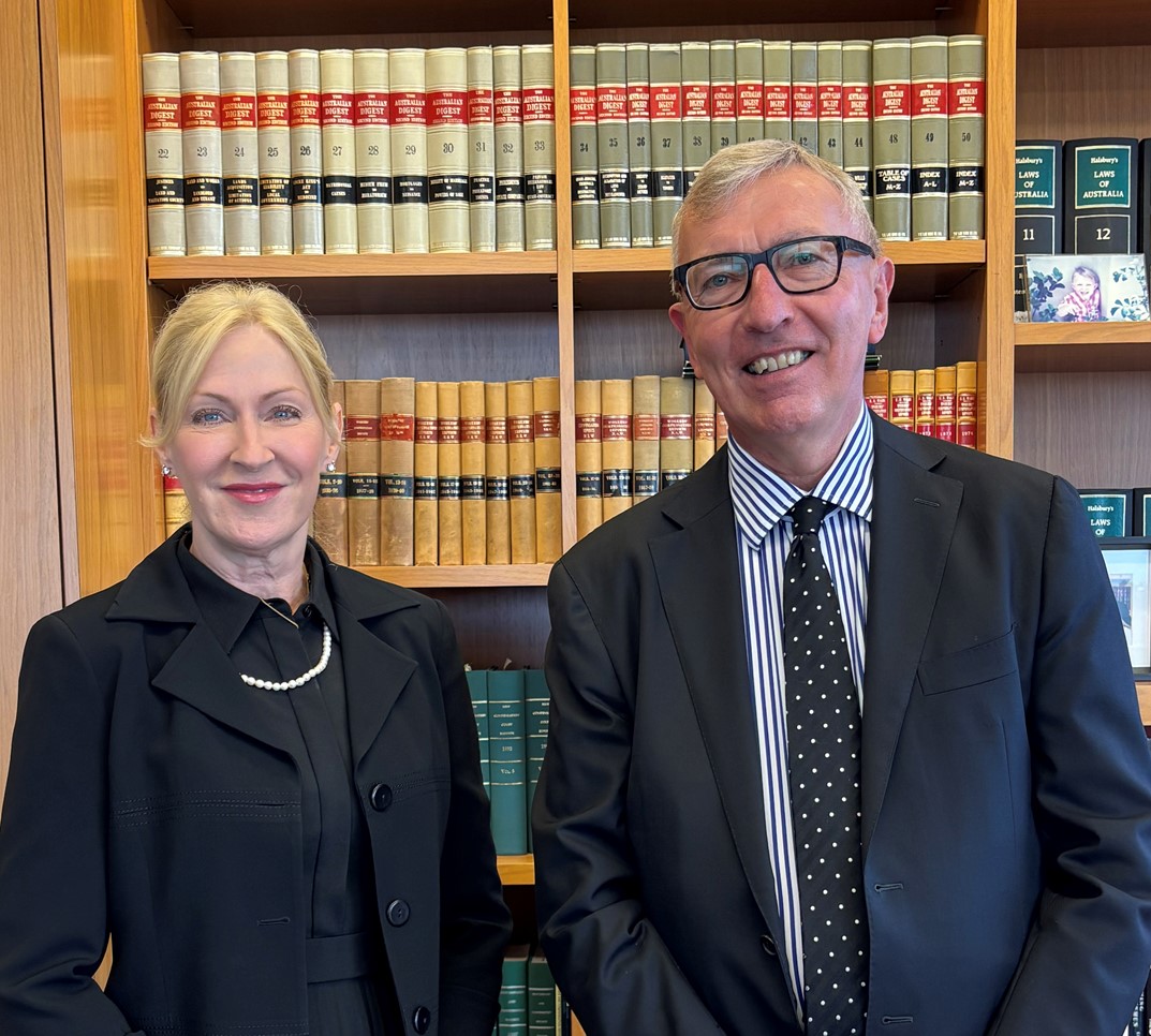 President Phillips (left) meeting with the President of the Law Society (right)